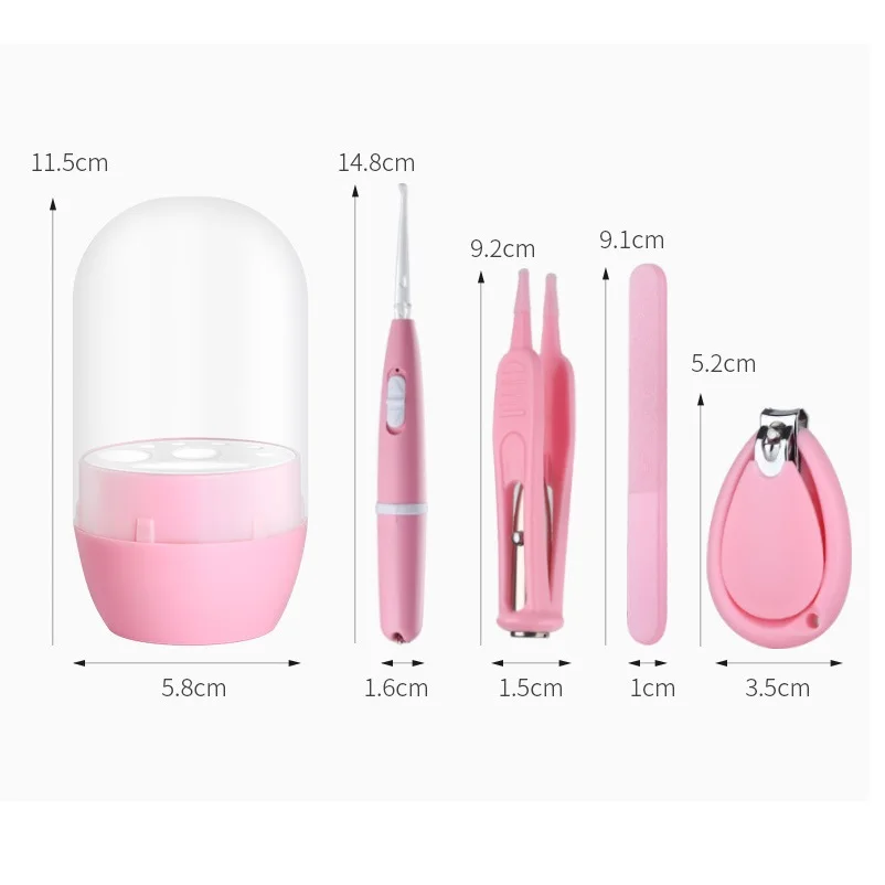 Newborn Baby Nail Care Sets Kids Scissors Luminous Ear Pick & Booger Clip Baby Nail Clipper Baby Nail Clipper (Rechargeable)