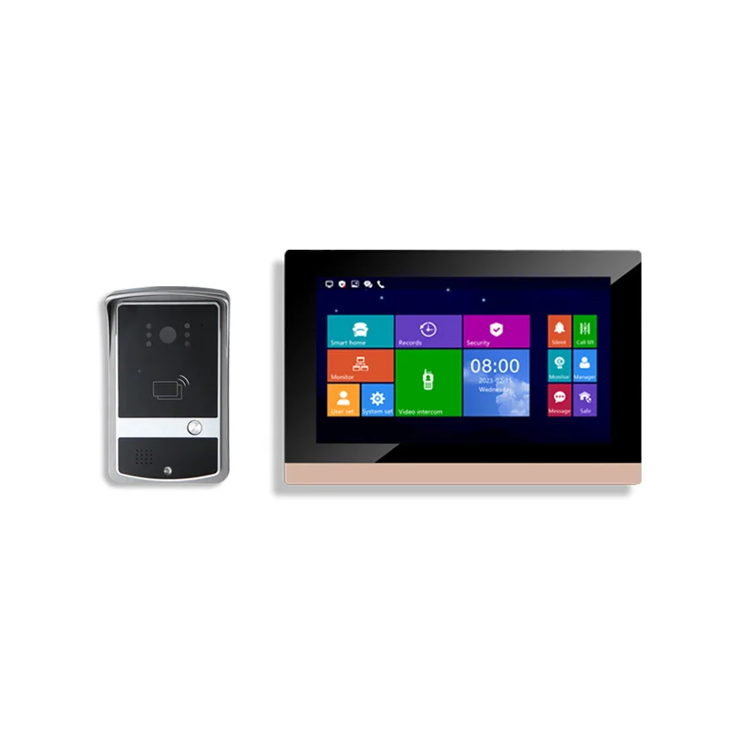 OEM/ODM 10 inch big lcd touch panel for intercom with HD1080P camera gold and black color video door phone system