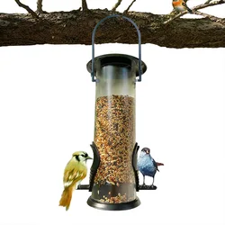 Easy Operation Feed Trough Outdoor Garden Transparent Bird Feeder Metal