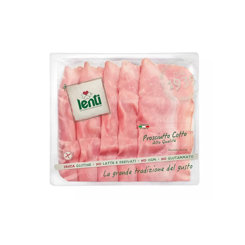 LENTI Made in Italy Prosciutto Cotto Cooked Ham Presliced Trays 0,120 Kg meat trays certificated