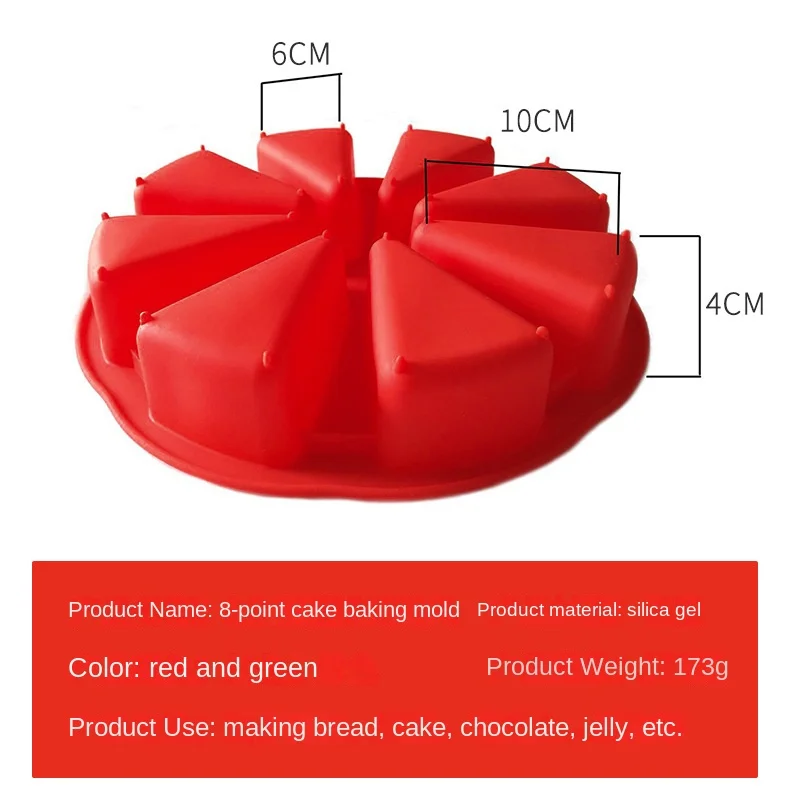 Reusable Silicone Dessert Cake Baking Mould Triangle Cavity Cake Pan 8 Hole Orange Shaped Pizza Pan For Cooking Ovens Microwaves