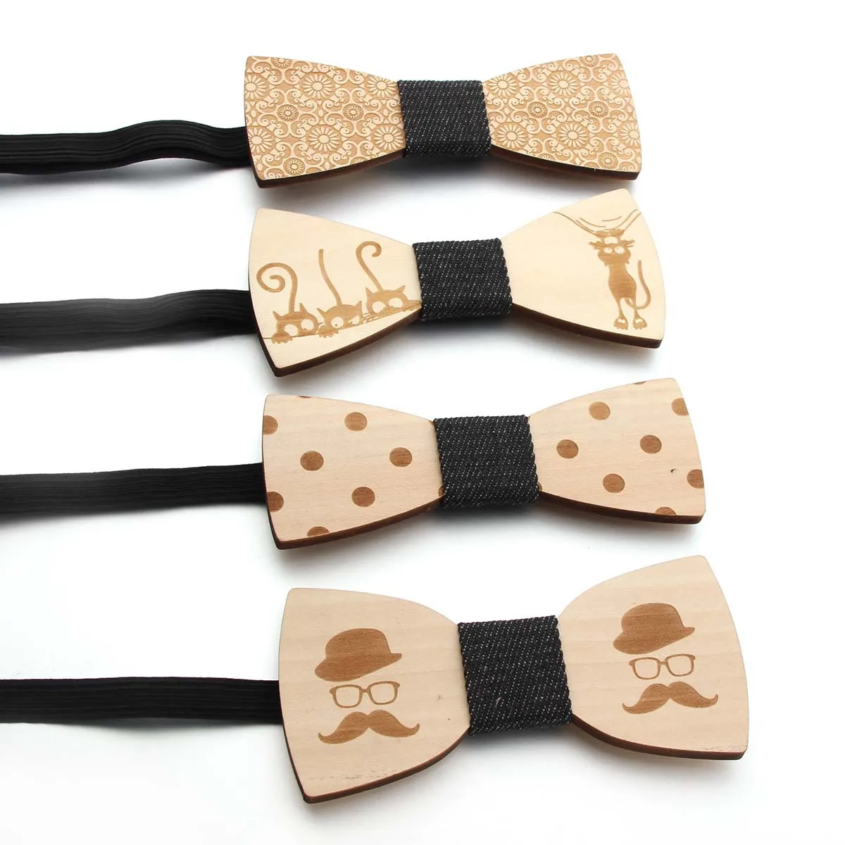 Hesiod Wholesale Manufacturers Fashion Wood Bow Tie Gift Wooden Pre-tied For Wedding