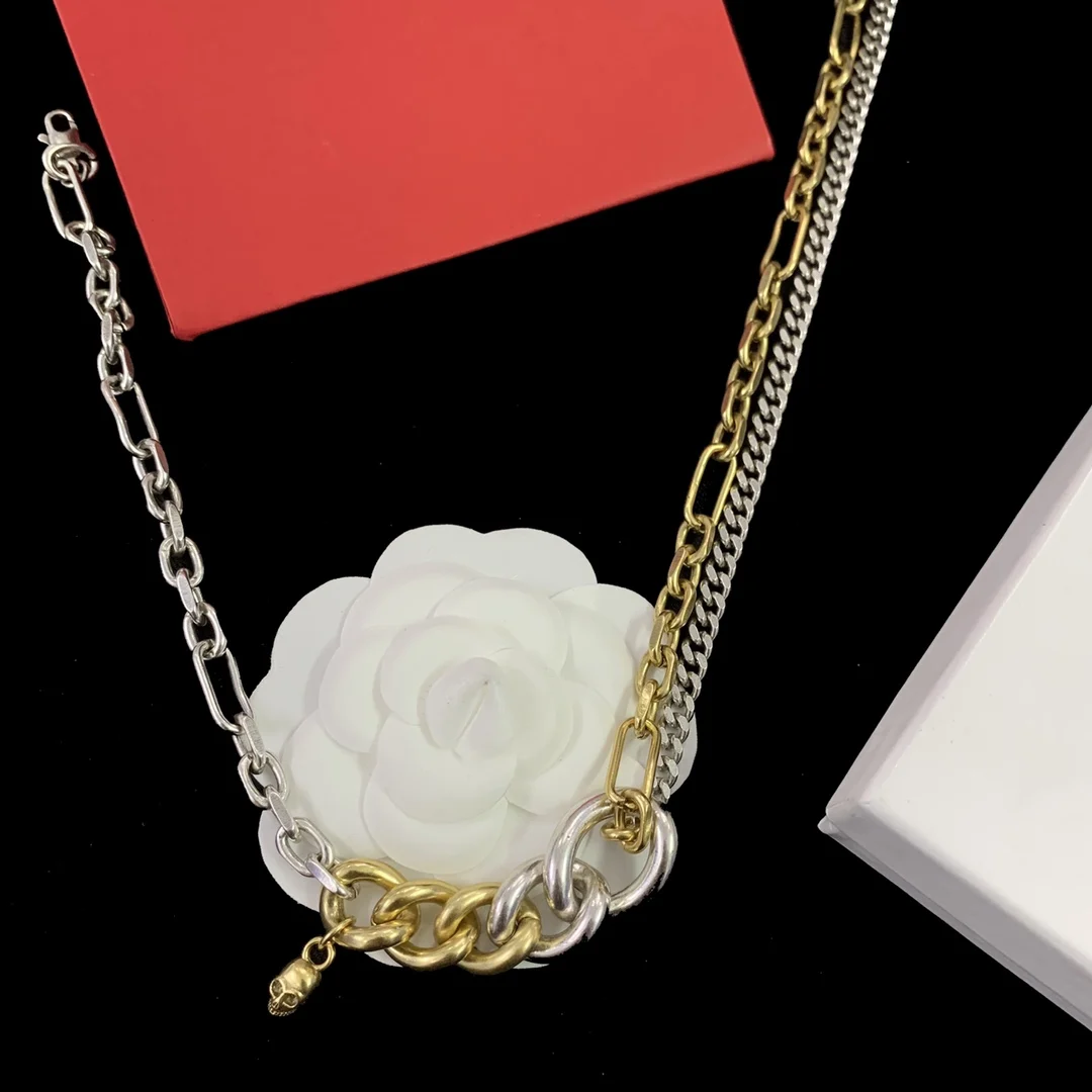 Alexander McQueens Factory new product 925 silver color chain, fashionable, personalized, high-end design, holiday gift giving