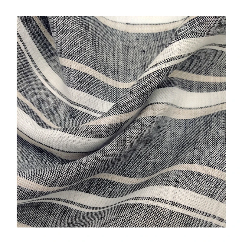 Wholesale quality organic stripe pure french linen textile shirt dress cloth pillowcase soft color stripe 100% linen fabric