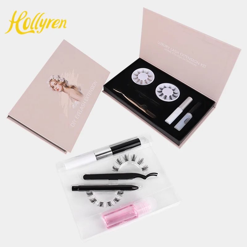 Hollyren Self Apply Diy Eyelash Extension Kit Superfine Clear Black Band Lashes Individual Diy Lashes Kit With Applicator Glue