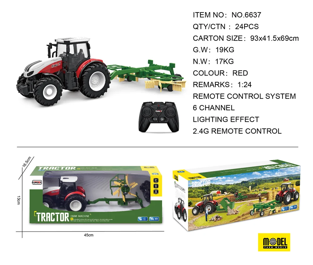 Factory Price Rc Harvester Model Car Plastic Farmer Remote Control Tractor Farm Toys For Boys