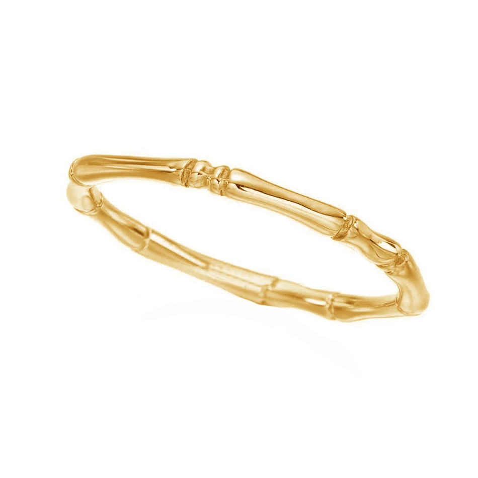fashion 14k gold plated jewelry wholesale 925 sterling silver fashion slim bamboo women fine yellow gold ring