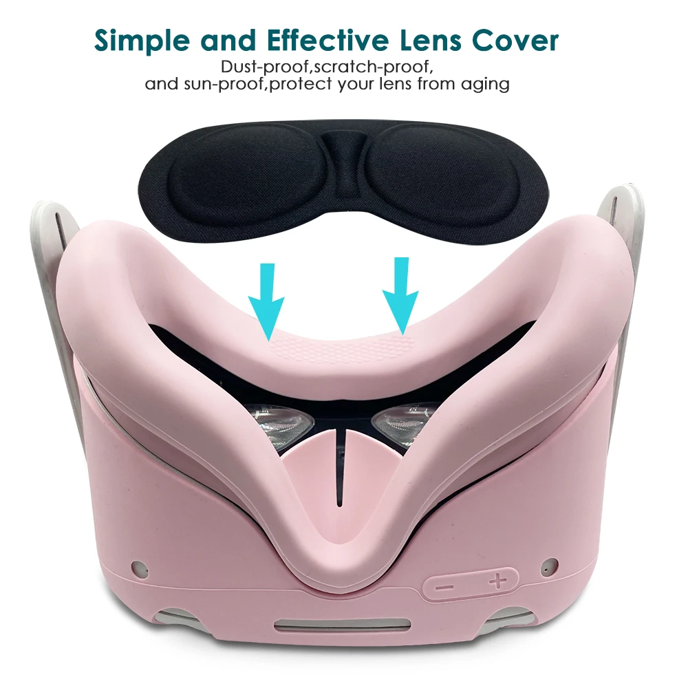 Suitable For Quest 2 Silicone Cover Combo Set With Protective Lens Cover Suitable For Meta/Oculus Quest 2 Face Pad Vr Accessory