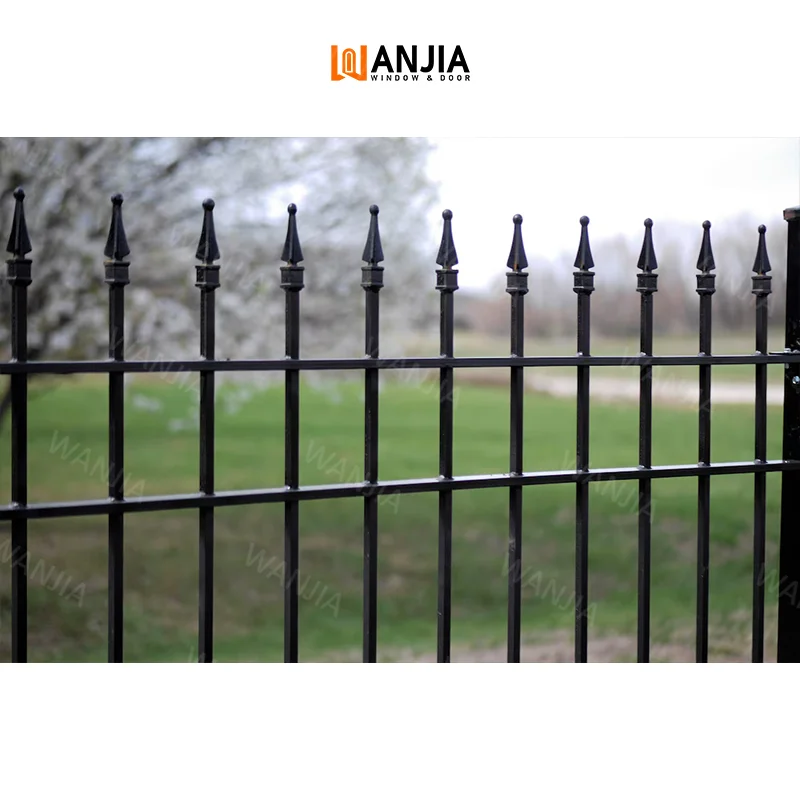 Standard certified customised outdoor wrought iron fence security iron railing metal garden fence grill security fence