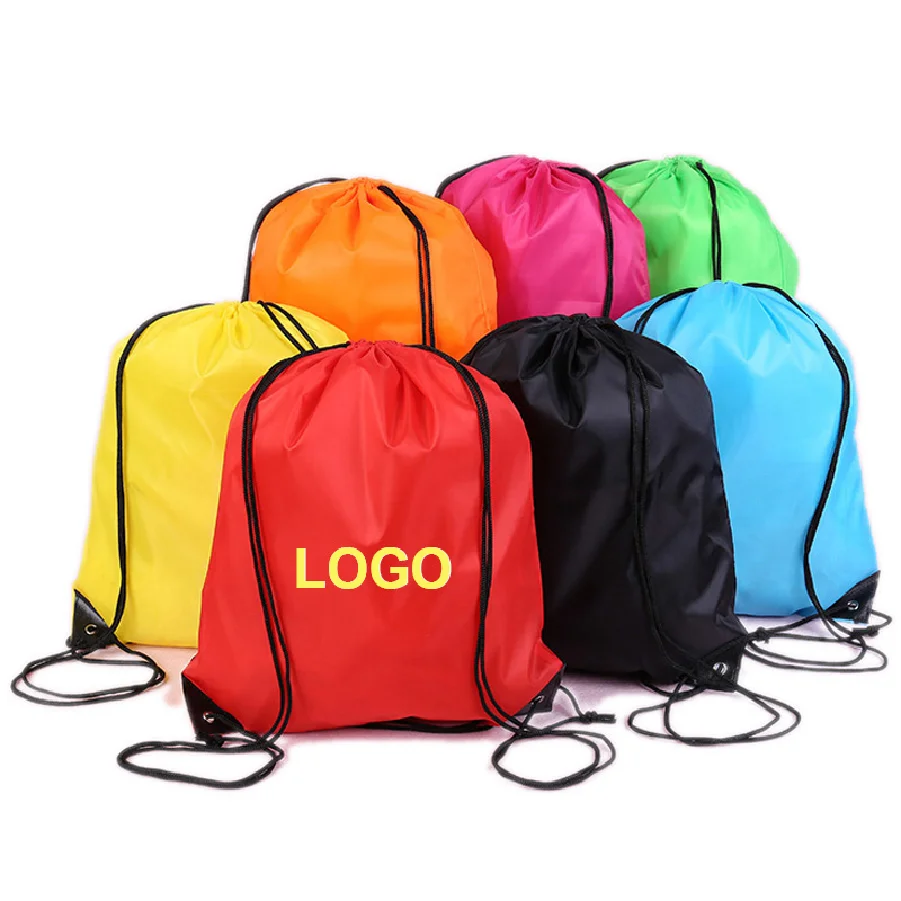 Wholesale custom polyester sports shoe covers backpack travel waterproof drawstring bag with logo