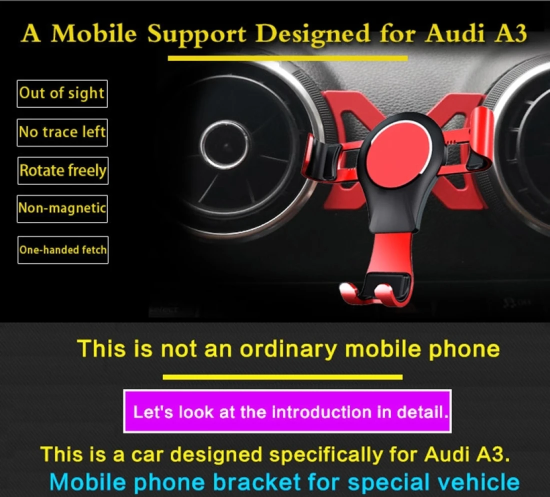  Хит продаж подходит для Audi A3/S3 Автомобильный Кронштейн мобильного телефона воздуховод присоска от гравитации