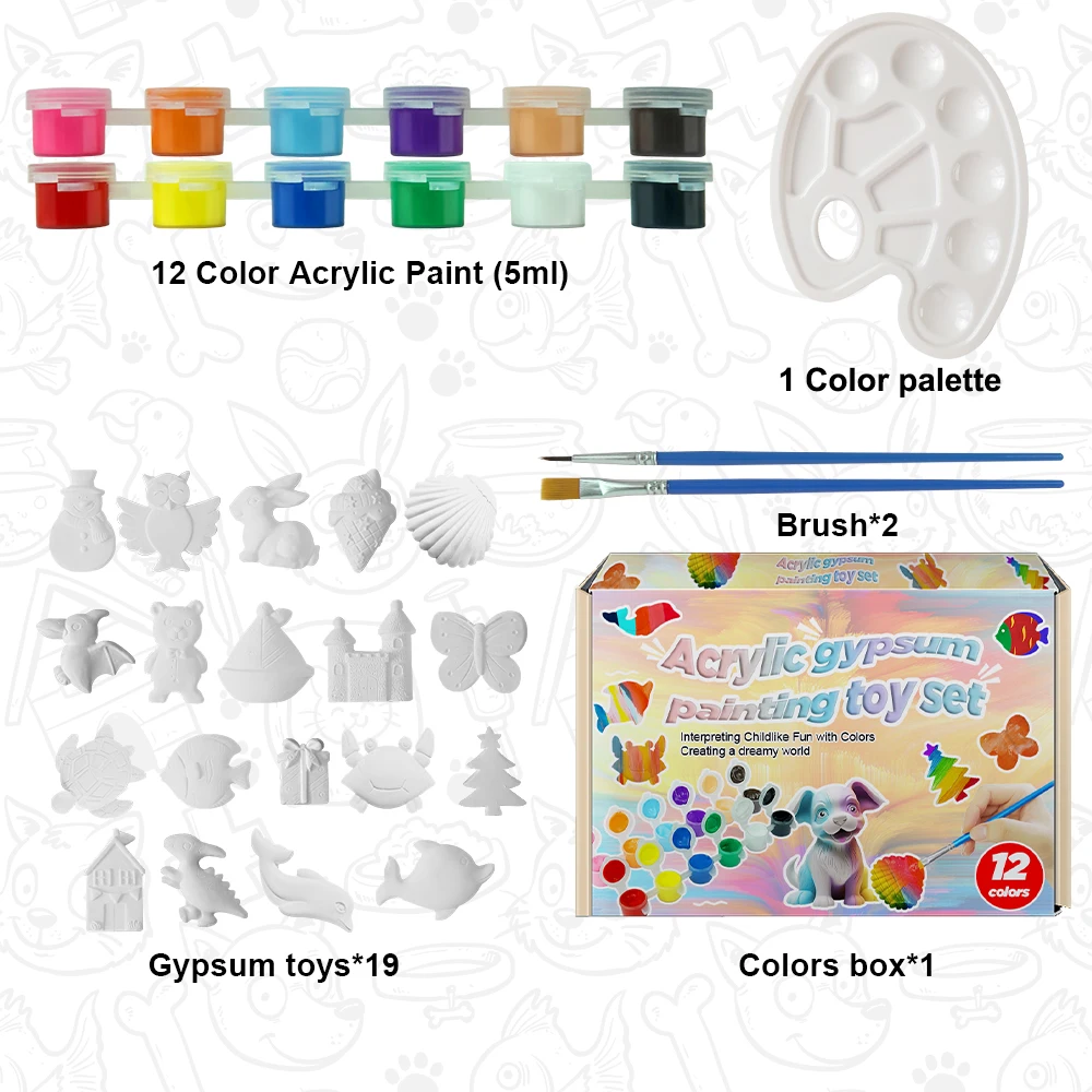 KHY Child Toy Diy Learning Creative Educational Handmade Decorate Paint Your Own Pottery Ceramic Set Craft Marking Kit For Kid