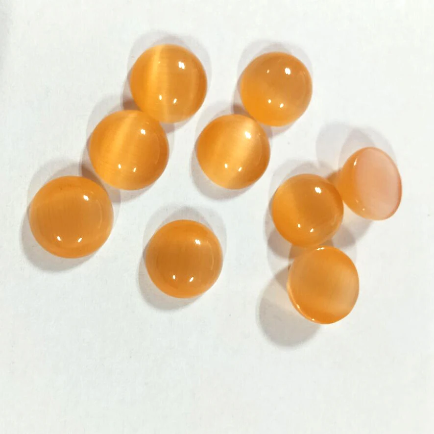 Starsgem cats eye glass stones colorful round shape cabochon synthetic cats eye stone