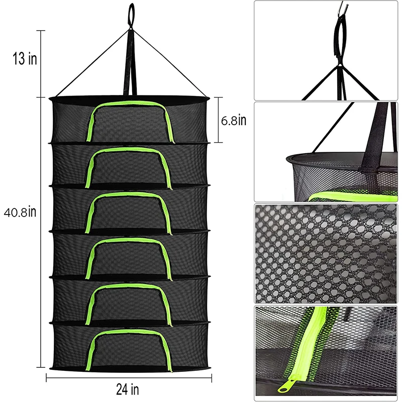 Diameter 60cm Hanging fish dry net 4 Tier 6 tier 8 tier Herb Bud flowers Plant Clothes Drying Net