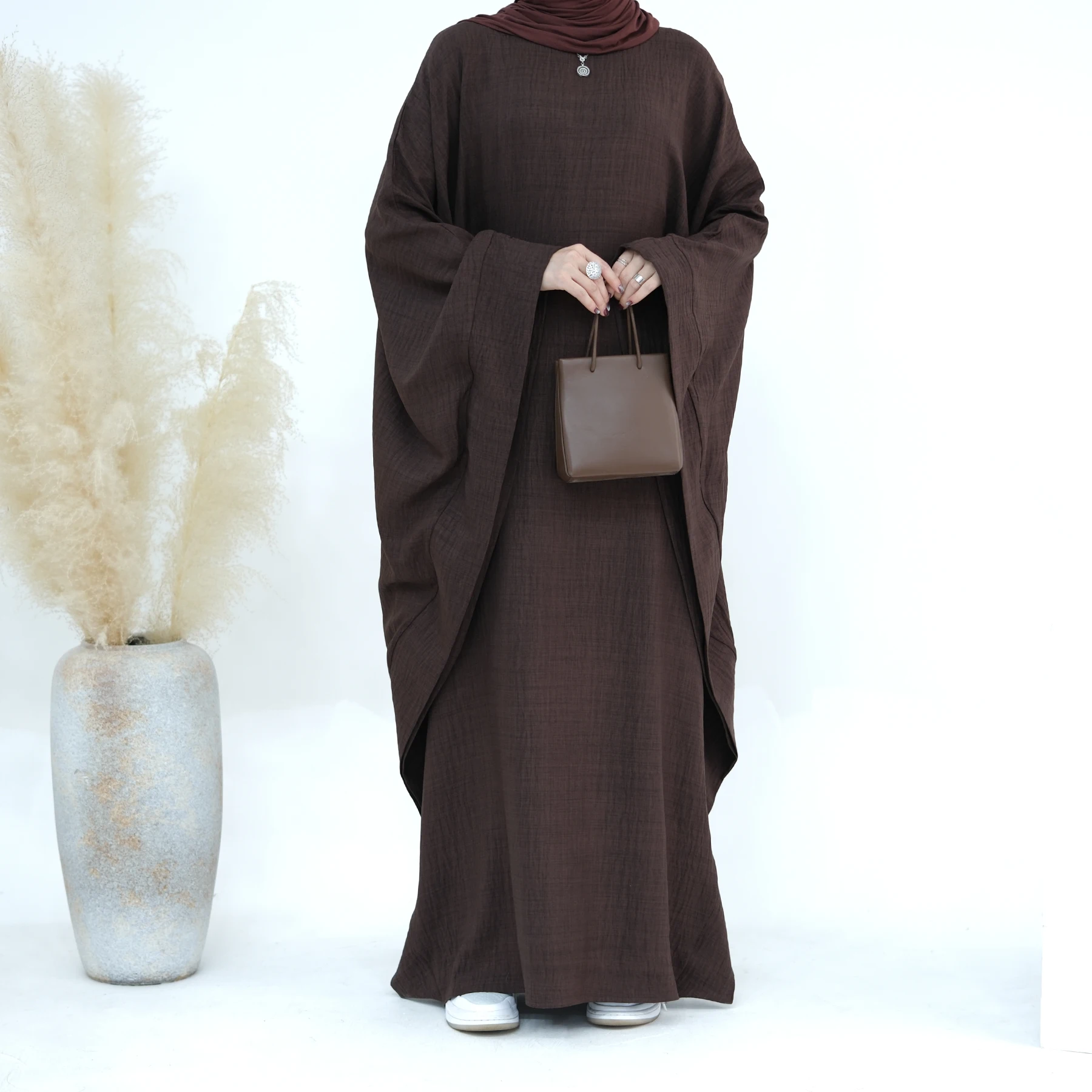 Loriya Dubai Abaya Designs Solid Color Kaftan Abaya Womens Dresses with Inside Tie Belt Prayer Abaya Women Muslim Dress
