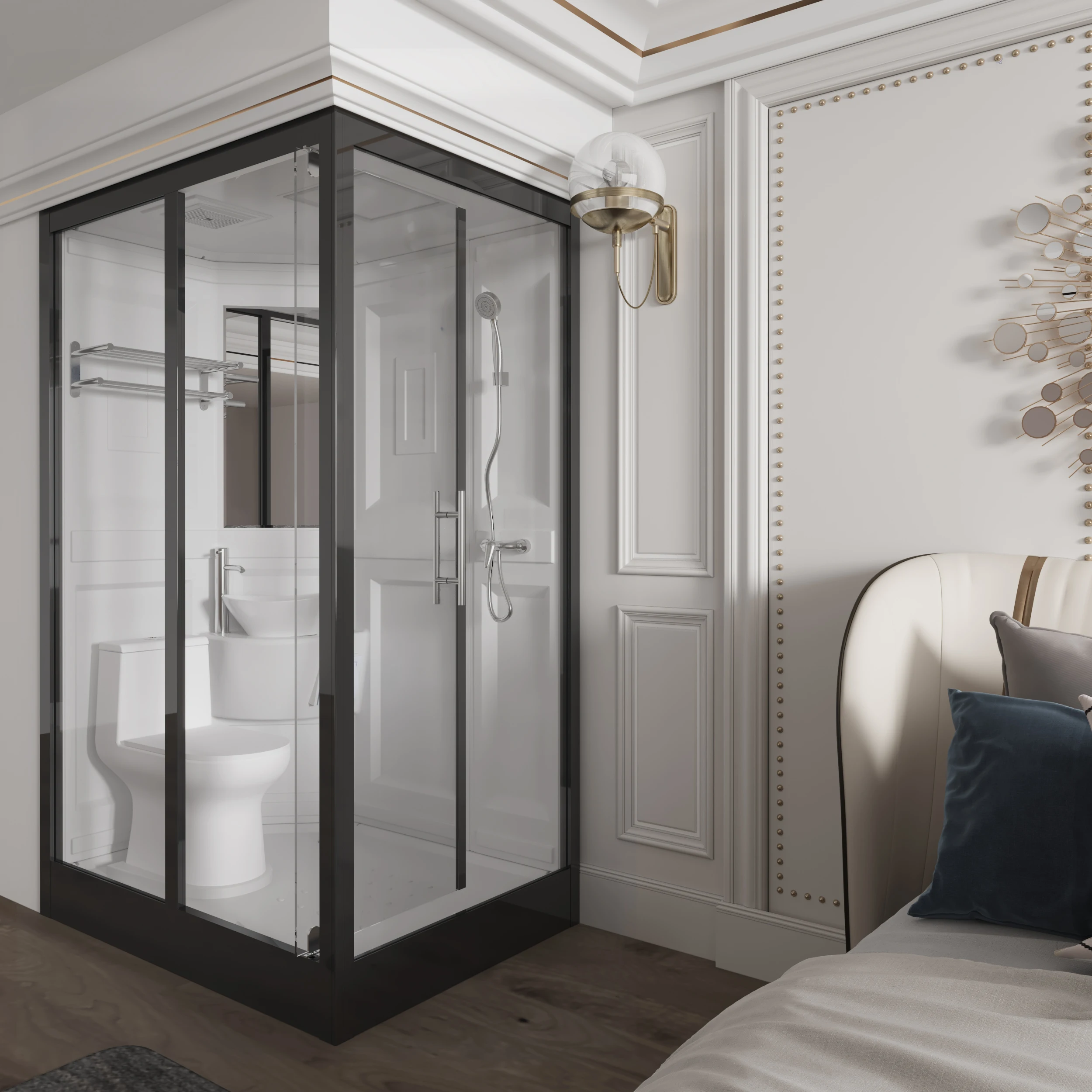 AST-FRP1014 prefab camping caravan modular bathroom toilet unit shower POD