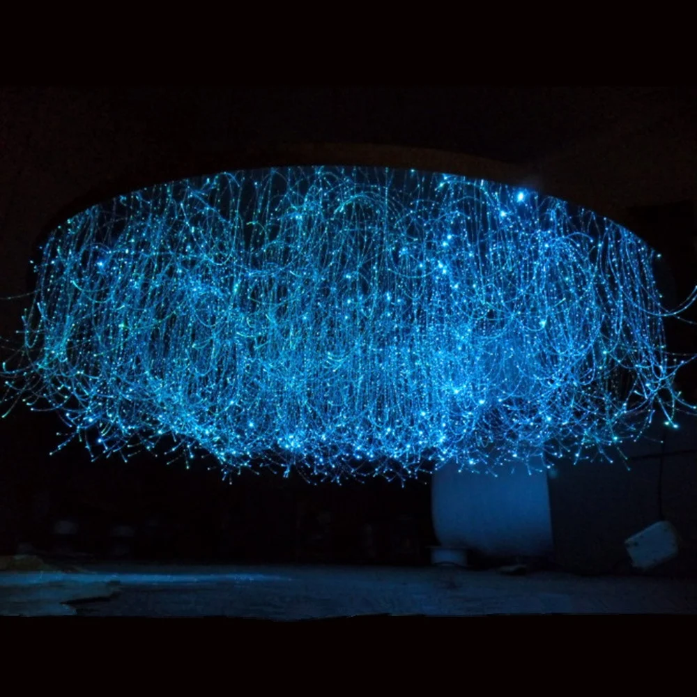 Хрустальная люстра RGB, синяя оптоволоконная лампа, диаметр 60 см