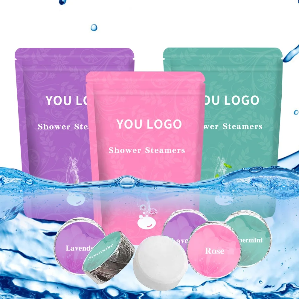 OEM Custom Shower Bombs Gift Set Organic Rose Lavender Essential Oil Aromatherapy Bath Bombs Shower Steamers