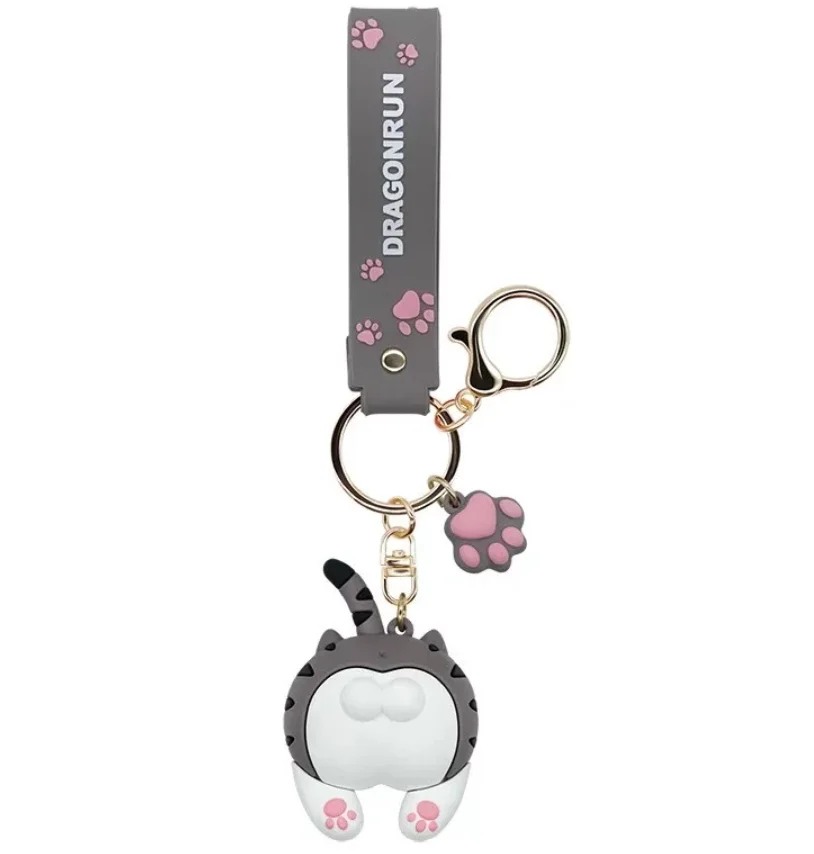 Cat Butt Keychain Cartoon Female Cute Couple Lovers Pair Gift Bag Ornament Car Key Chain Lanyard Child Toy INS Kawaii Girl Gift
