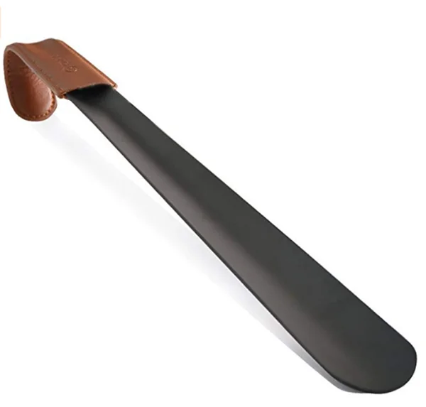 Stainless steel Long Handled Shoe Horn with leather case custom length shoe horn
