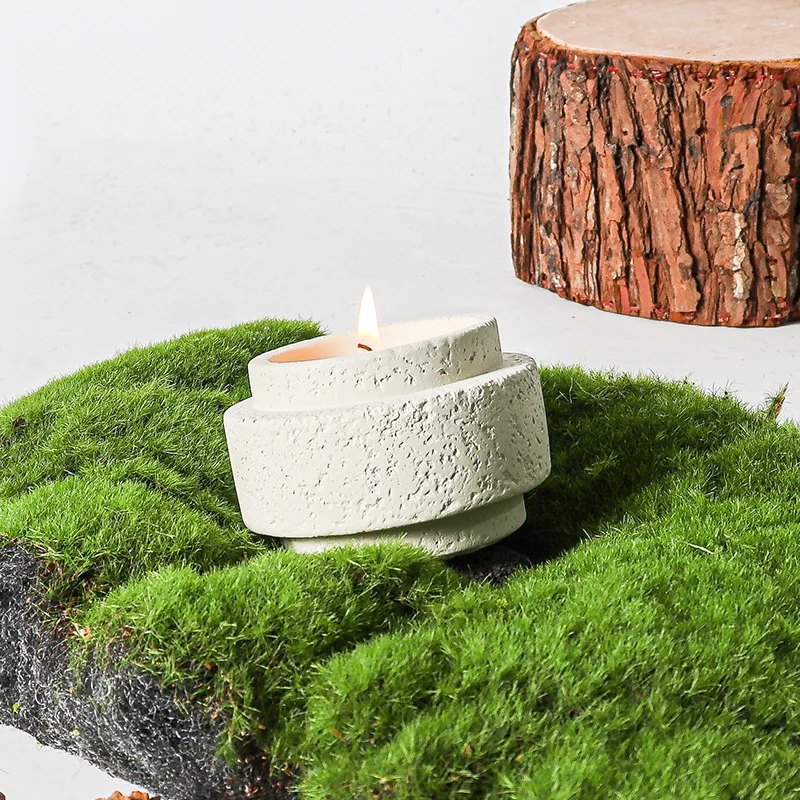 2023 New Luxury Custom Logo Concrete Candle Cup Unique Frosted Candle Holder Bulk Cement Candle Jars for Home Decoration