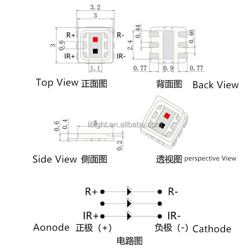 3030 660nm+850nm size