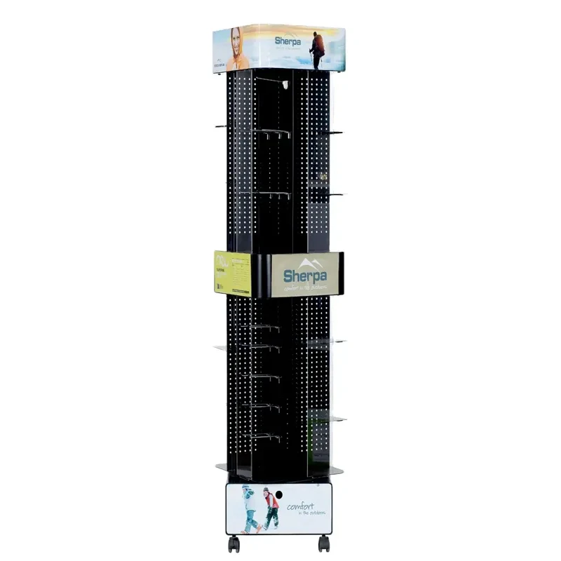 Mobile Metal Pegboard Display Racks With Hooks Pegboard Display Floor Standing Spinner Rack
