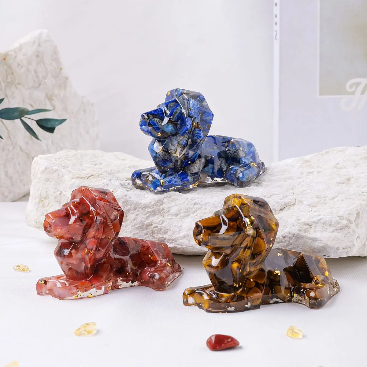 Wholesale Crystal Clear Epoxy Resin Kit Crystal Stone Poodle Crystal Resin lion Home Desktop Decoration for Gift