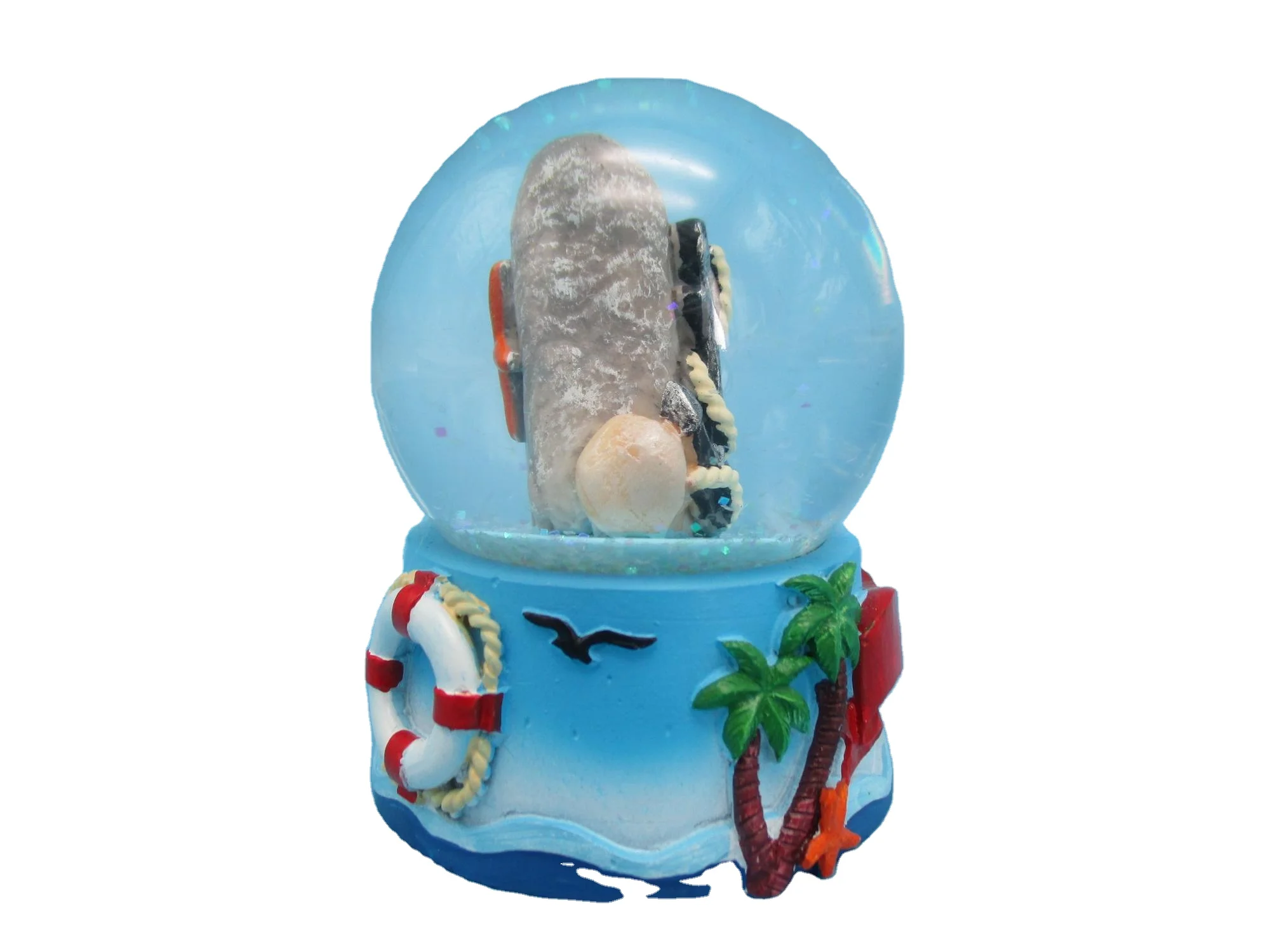65MM Nautical Style PolyResin Snow Globe with Hippocampus Snow Ball Tourist Souvenir Gift