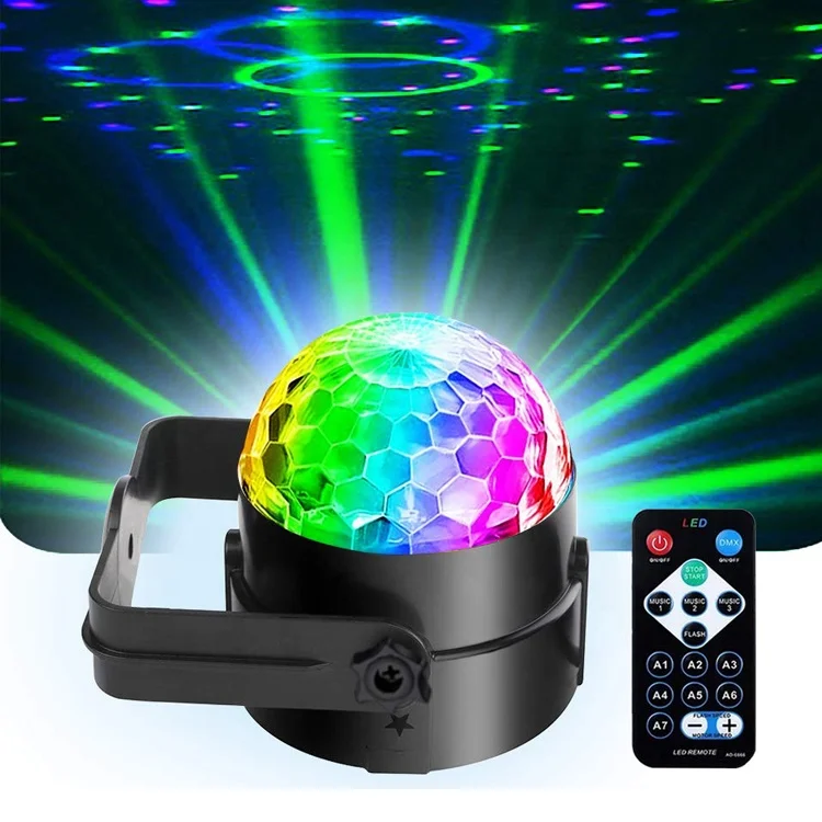 Sound Activated Portable USB 7 Color LED Ball Party Light Projector Disco Lights Ambient Lighting Car