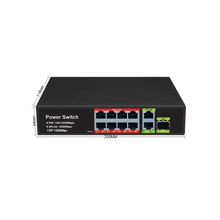Factory wholesale Poe Switch 8+2+1Port 100/1000m Ethernet Fiber Switch Poe Gigabit