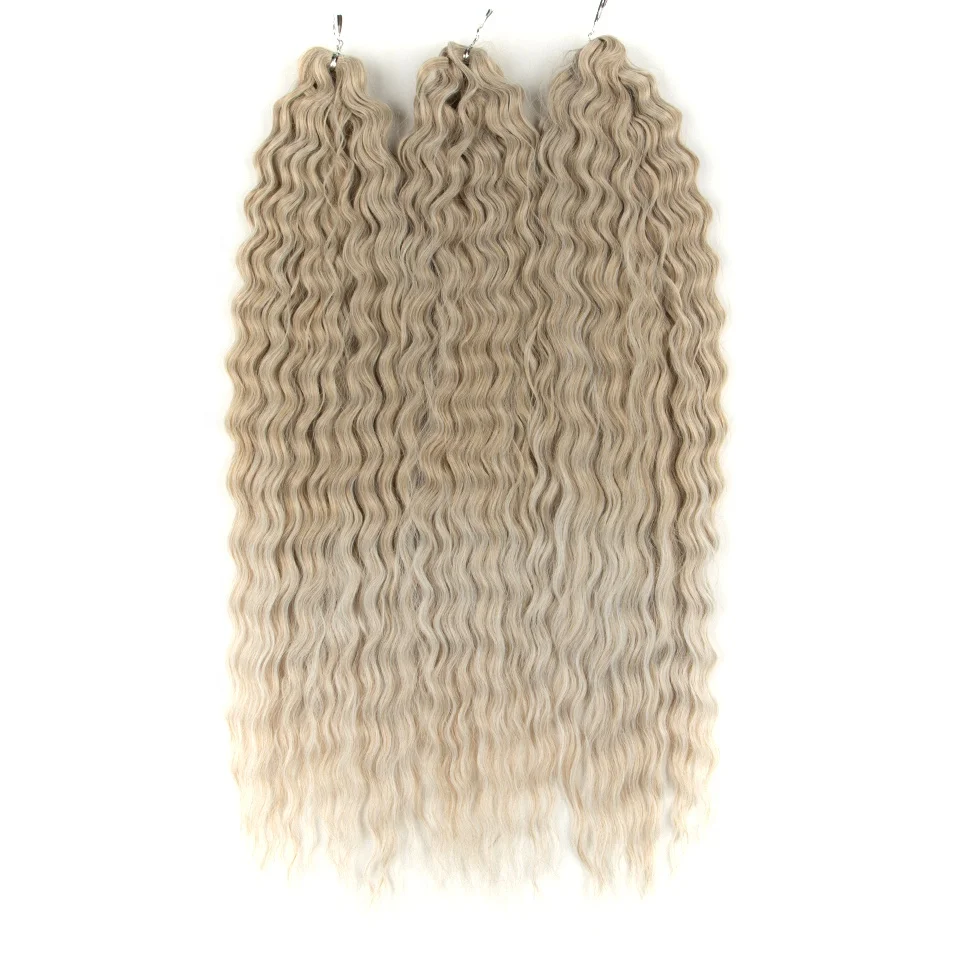 Wholesale Ariel Deep Wave Twist Crochet Hair Synthetic Braid Hair Ombre Blonde Pink 30 Inch Water Wave Braiding Hair Extension