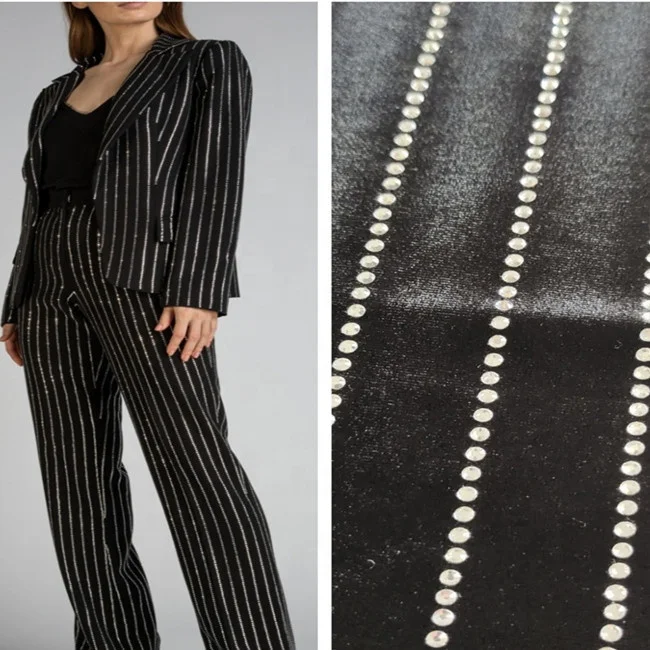 Wholesale Custom Hot Fix Rhinestone Strip Design Custom Crystal Rhinestones Fabric For Suits