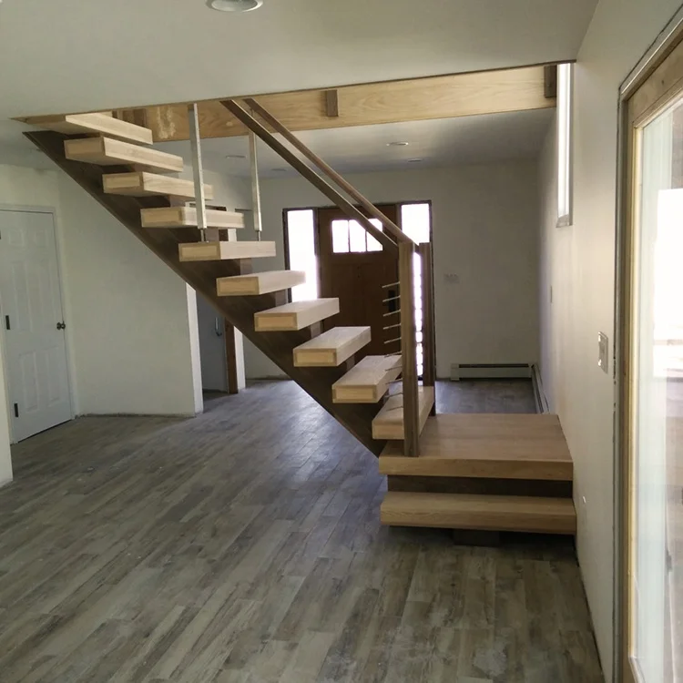 Contemporary Prefabricated Slide Step Walnut Scale Collier Metal Stair L Shaped Stair Straight Staircase Designed For Wood Stair