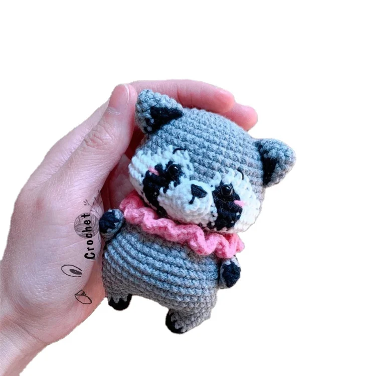Custom Small Crochet Toy Handmade Crochet Pudding Dog Toy Small Stuffed Crochet Animals Cuddly Crochet Pudding Dog Amigurumi
