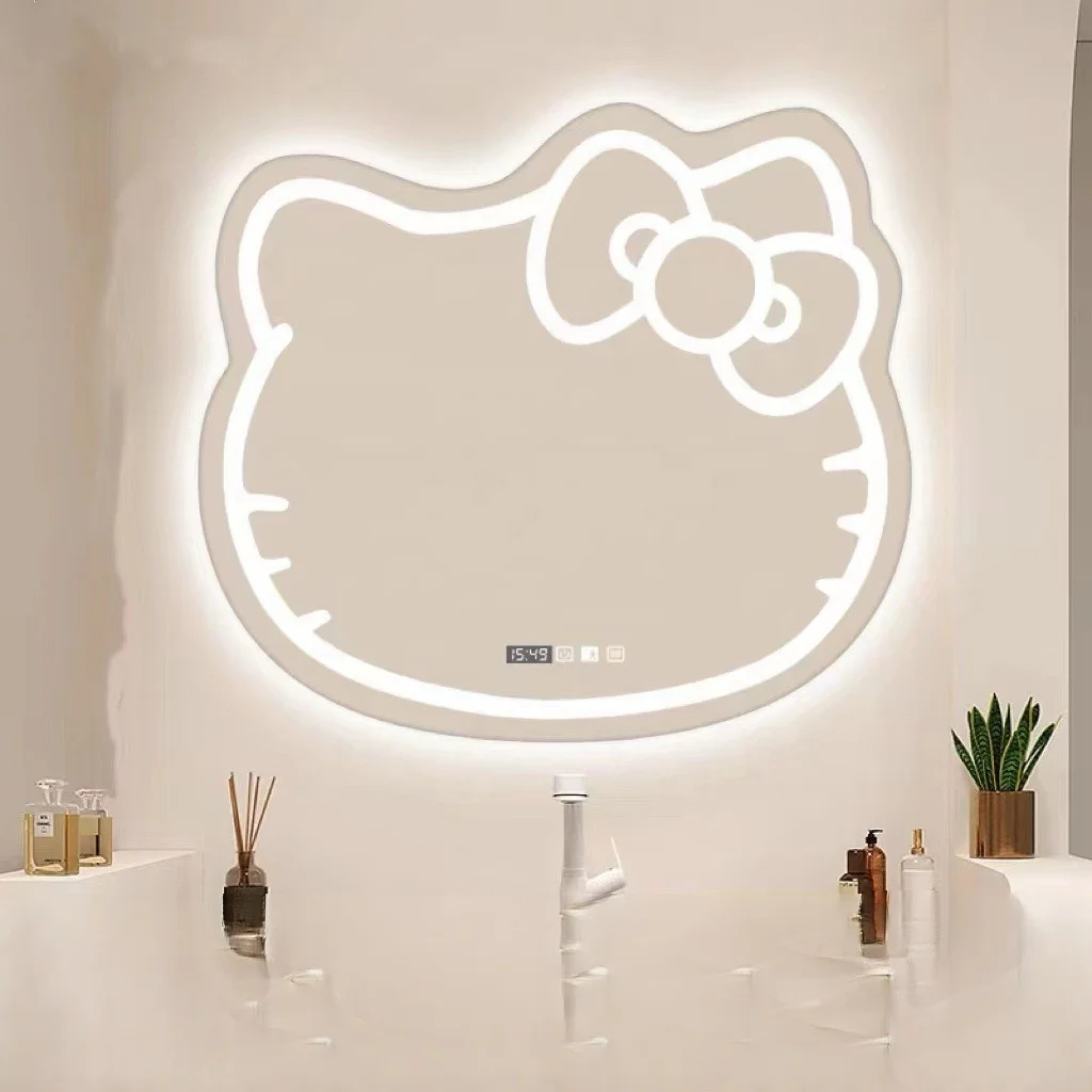 HelloKitty smart bathroom mirror LED with light wall hanging shaped dressing mirror makeup table fill light mirror