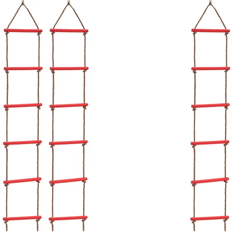  Playground Swingset Climbing Rope Kids Wooden Swing Hanging Ladders for Tree House Play Set