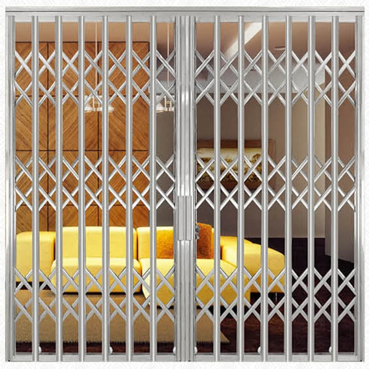 Modern  Retractable Stainless Steel Pull Gates Steel Color Door
