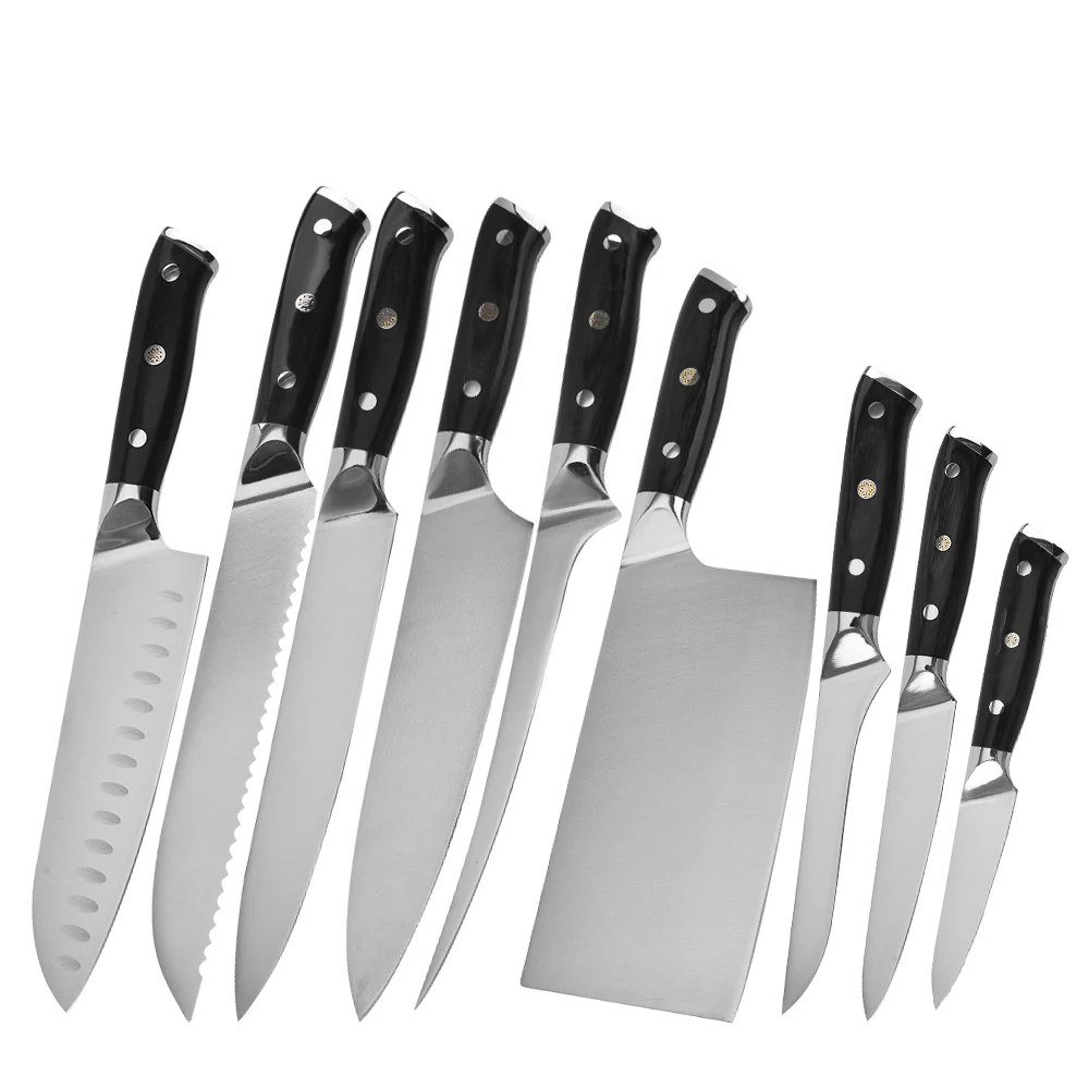 9pcs Germany 1.4116 steel kitchen knife set chopper knife  chef knife