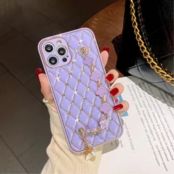 Новый роскошный чехол для телефона с цепочкой и кристаллами для iPhone 12 11 Pro Max 7 Plus XR, Модный Роскошный чехол для телефона со стразами