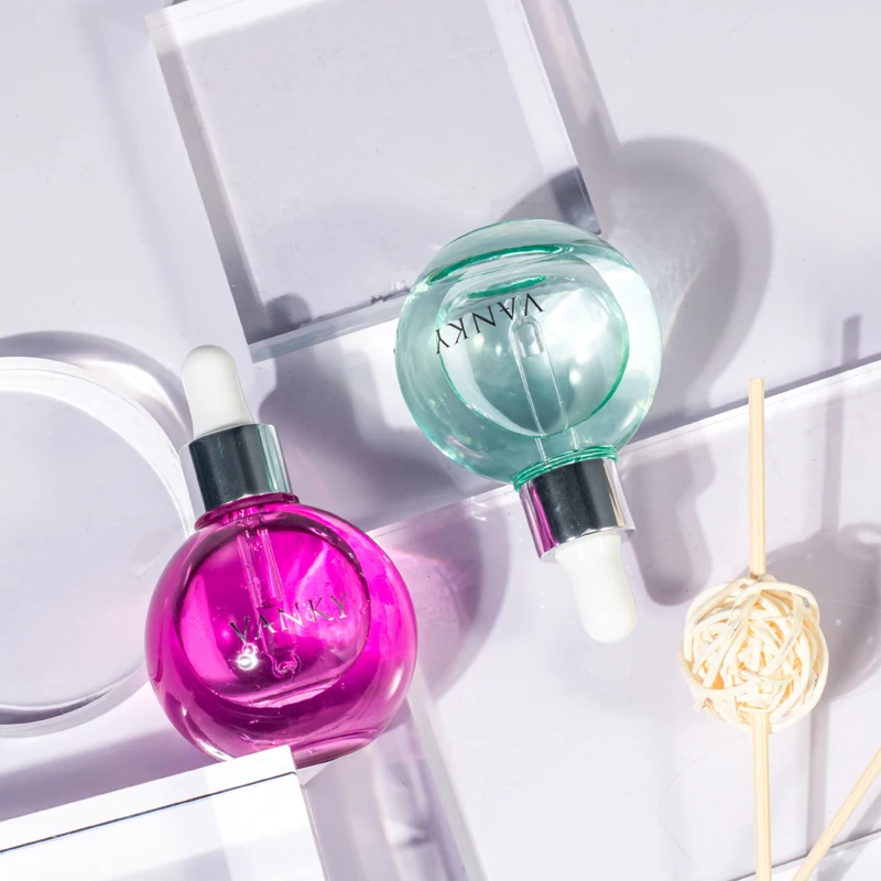 Ball Shaped 30 Ml Dropper Bottle 1oz Glass Dropper Bottle Transparent Cometic Serum Oil Bottle With Dropper