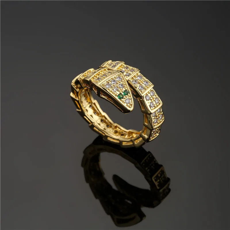 Retro Fashion 18K Gold Plated Bamboo Snake Open Ring