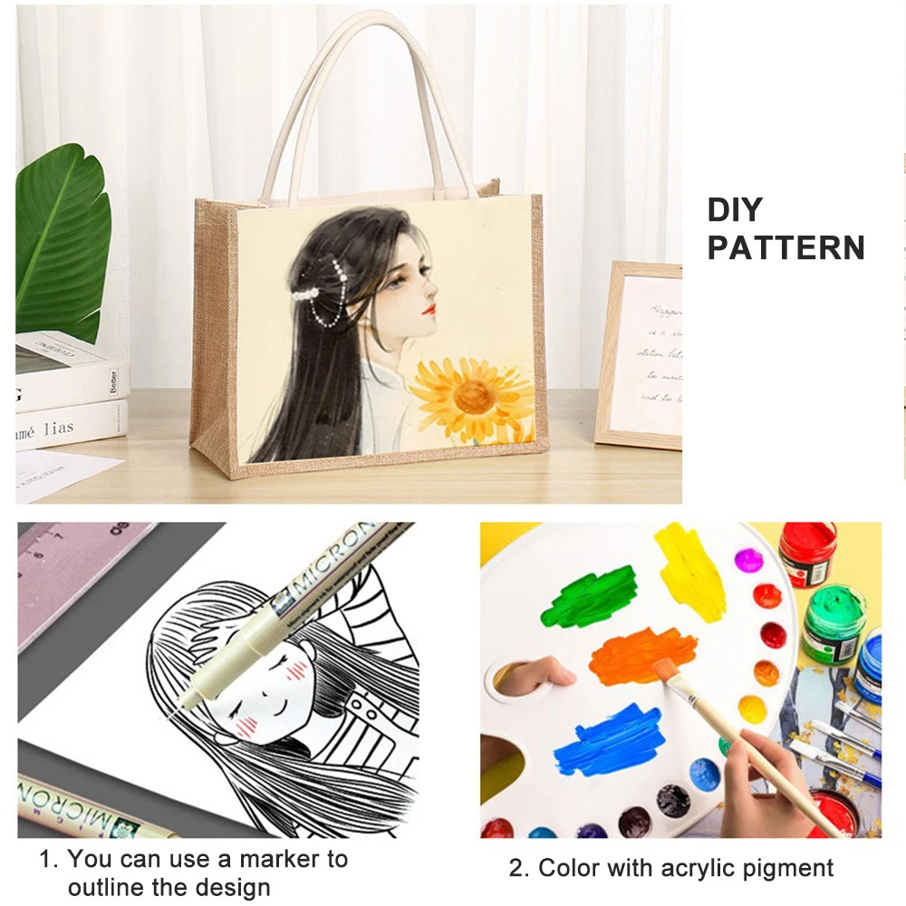 Reusable women handbags gym beach travel pool custom tote bag linen jute canvas shopping bag