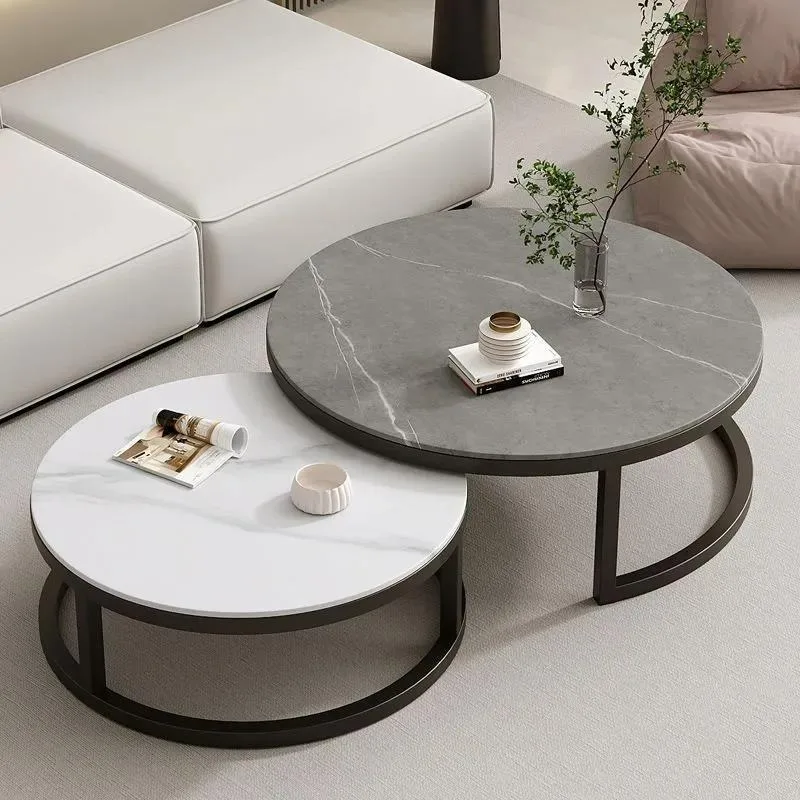 Round Modern Nordic Decorative Furniture Tea Nesting Metal Glass Marble Sofa Living Room Coffee Side Table Set