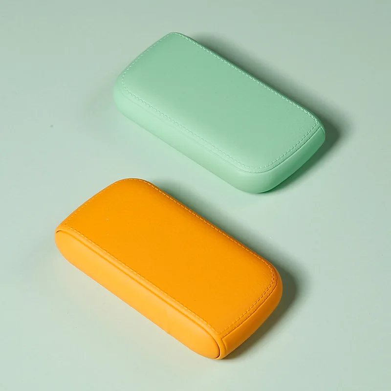Wholesale Simple Style Portable Leather Cigarette Box with Lighter Function Capacity 20 PCS Solid Color Series Cigarette Case