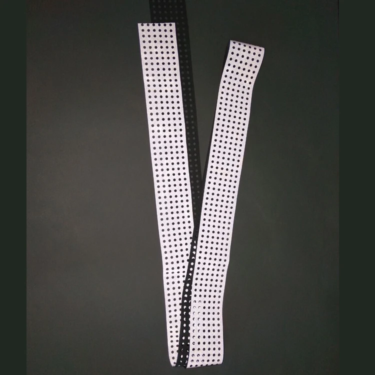 custom high visibility 5cm width silver reflective sew on perforated punched hole polyester TC fabric tape for safety clothing