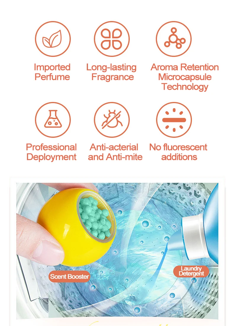 Eco-friendly best laundry detergent softener beads with longer lasting scent washing fragrance booster