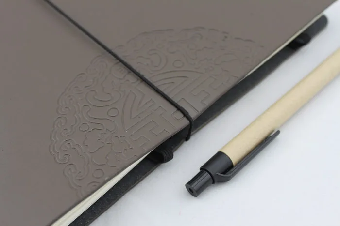 High Quality Custom A5 Size 6 Ring Binder Grey Bonded Leather Journal, 6.5' x 9' Planner Notebook