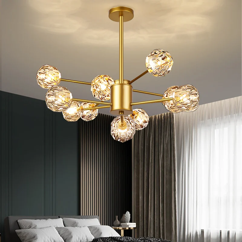 VVS 2021 golden iron glass modern lights lighting hotel big chandelier large led