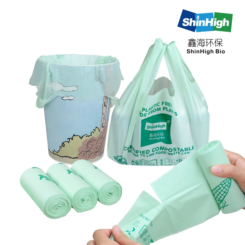 Wholesale Eco-friendly Compostable Corn Starch Large Degradable Biodegradable Plastic Garbage recycled plastic trash bag Roll